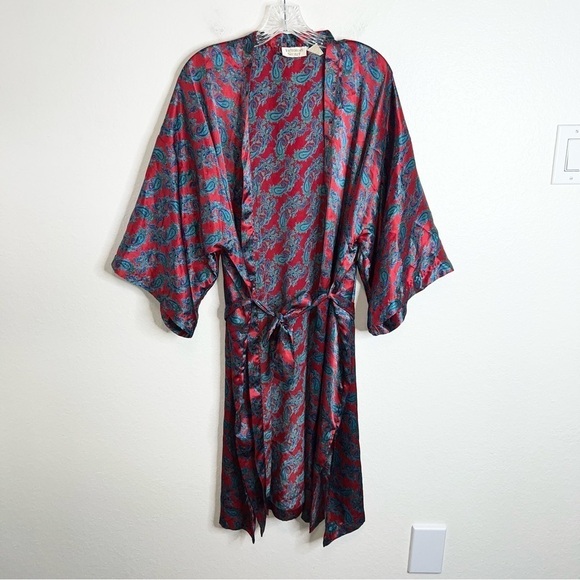 Victoria Secret Robe Vintage Gold Label One Size Paisley Satin Kimono Rare x - Picture 1 of 6